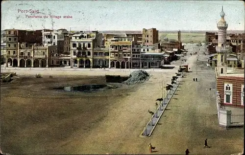 Ak Port Said Ägypten, Panorama des Arabischen Dorfes, Platz