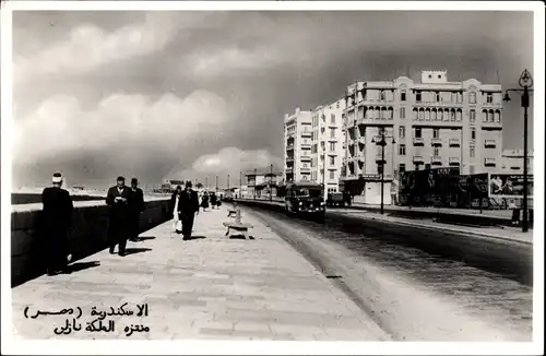 Ak Alexandria, Ägypten, Queen Nazli Promenade