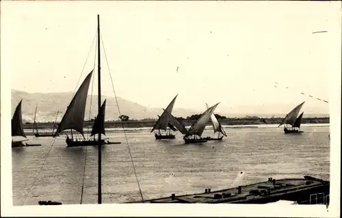 Ak Luxor Ägypten, Boote auf dem Nil