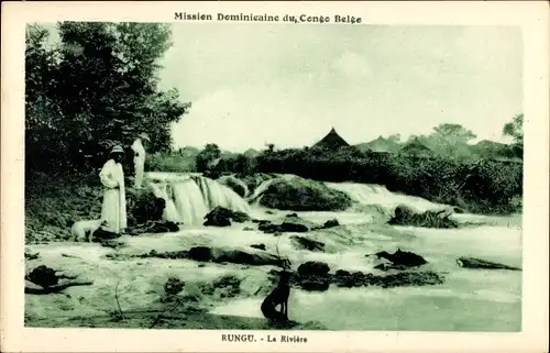 Ak Rungu DR Kongo Zaire, Dominikanische Mission Belgisch-Kongo, La Rivière