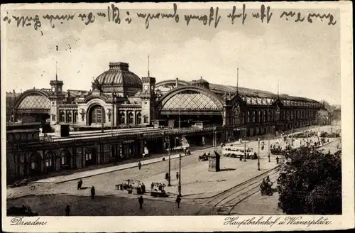 Ak Dresden Altstadt Seevorstadt, Hauptbahnhof, Wienerplatz