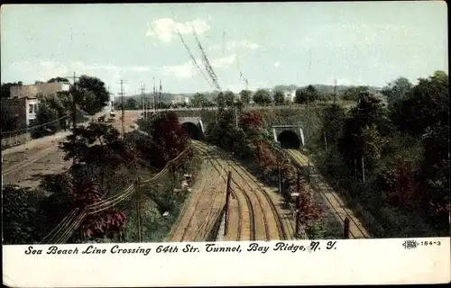 Ak Bay Ridge New York USA, Sea Beach Line überquert den 64. Tunnel