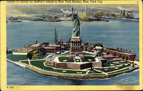 AK New York City USA, Freiheitsstatue, Bedloe's Island, New Yorker Hafen