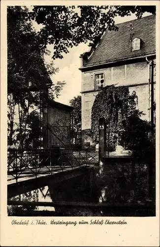 Ak Ohrdruf im Thüringischen Kreis Gotha, Westeingang zum Schloss Ehrenstein