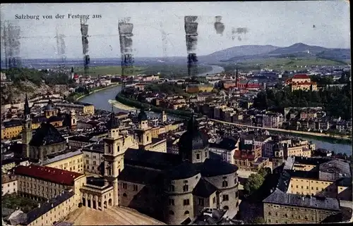 Ak Salzburg in Österreich, Panorama, Blick von der Festung