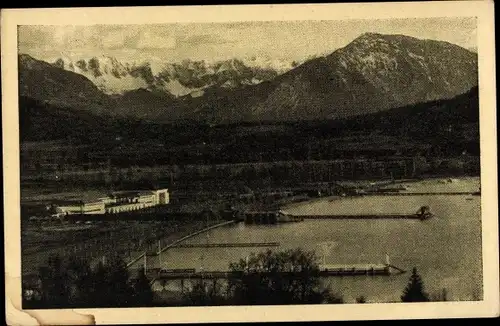 Ak Klagenfurt am Wörthersee Kärnten, Strandbad mit Koschuta