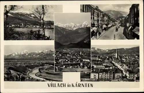 Ak Villach in Kärnten, Panorama, Straßenansicht, Ortsansicht