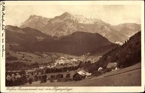 Ak Werfen in Salzburg, Eisriesenwelt im Tennengebirge, mit dem Hagengebirge