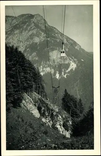 Ak Bergmassiv Rax Niederösterreich, Raxbahn, Stütze II mit dem Mittagstein