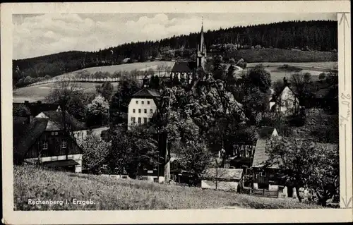 Ak Rechenberg Bienenmühle Erzgebirge, Ortsansicht, Kirchturm