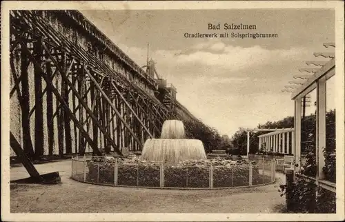 Ak Bad Elmen Salzelmen Schönebeck an der Elbe, Gradierwerk, Solspringbrunnen