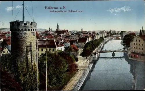 Ak Heilbronn am Neckar, Neckarpartie, Bollwerkturm, Brücken