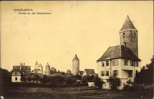 Ak Dinkelsbühl in Mittelfranken, Stadtmauer, Teilansicht, Türme