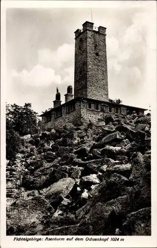 Ak Bischofsgrün im Fichtelgebirge, Asenturm auf dem Ochsenkopf