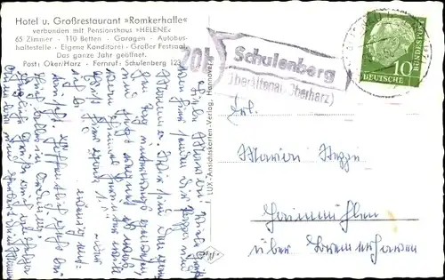 Ak Oker Goslar am Harz, Hotel Romkerhalle, Hexenküche mit Brocken, Mausefalle, Villa Helene