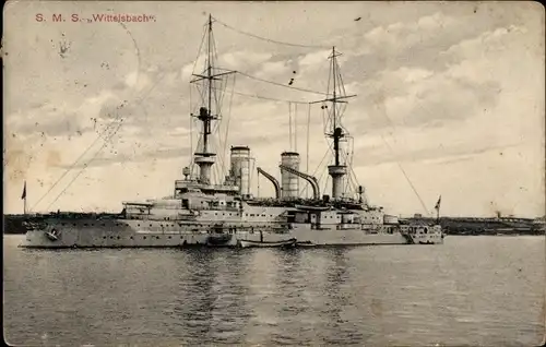 Ak Deutsches Kriegsschiff, SMS Wittelsbach, Linienschiff