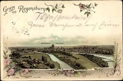 Litho Regensburg an der Donau Oberpfalz, Gesamtansicht