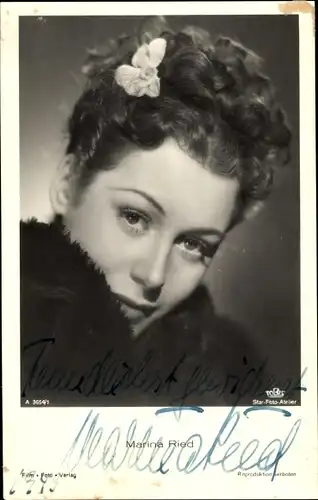 Ak Schauspielerin Marina Ried, Portrait, Autogramm