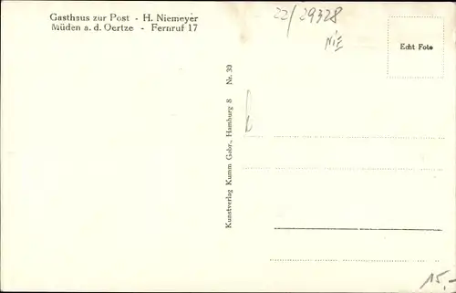 Ak Müden an der Örtze Faßberg Lüneburger Heide, Gasthaus zur Post