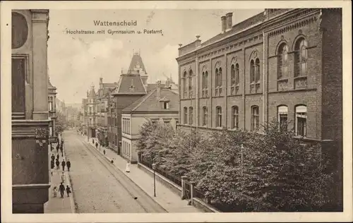 Ak Wattenscheid Bochum Ruhrgebiet, Hochstraße, Gymnasium, Postamt