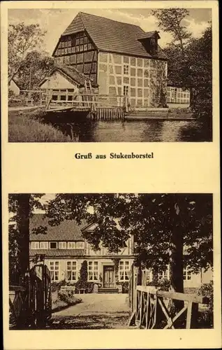 Ak Stukenborstel Stuckenborstel Sottrum in Niedersachsen, Mühle, Gutshaus