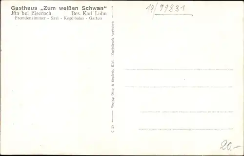 Ak Ifta Treffurt Wartburgkreis Thüringen, Panorama, Gasthaus zum weißen Schwan, Bes. Karl Luhn