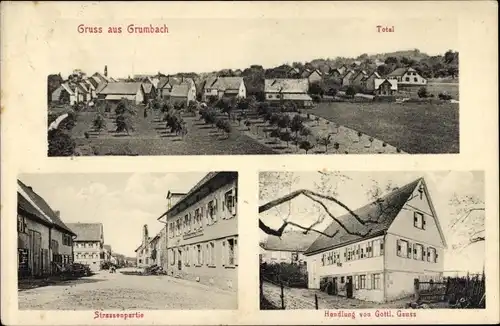 Ak Grunbach Engelsbrand Schwarzwald, Gesamtansicht, Straßenpartie, Geschäftshaus Gottl. Gauss