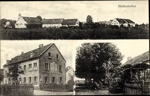 Ak Stettenhofen Langweid am Lech, Teilansicht, Gasthaus Stettenhofen