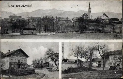 Ak Rohrdorf am Inn Oberbayern, Gesamtansicht, Kirche, Teilansichten