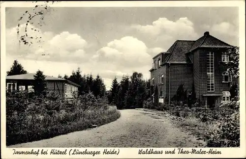 Ak Hützel Bispingen Lüneburger Heide, Waldhaus und Theo Maler Heim