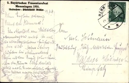 Ak Memmingen in Schwaben, 2. Bayrisches Frauenturnfest 1931, Deutsche Frauen, deutsche Treue