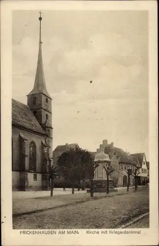 Ak Frickenhausen am Main Unterfranken, Kirche mit Kriegerdenkmal