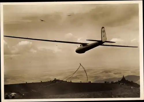 Ak Gersfeld in der Rhön Hessen, Wasserkuppe, Segelflugzeug Darmstadt