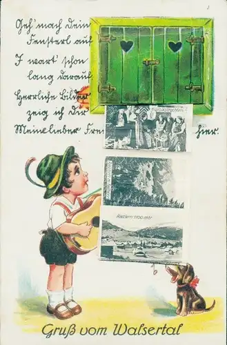 Leporello Ak Vorarlberg, Walsertal, Panorama, Volkstrachten