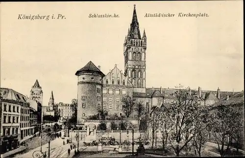 Ak Kaliningrad Königsberg Ostpreußen, Schlosskirche, Kirchenplatz