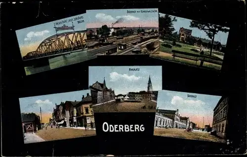Ak Bohumín Oderberg Region Mährisch Schlesien, Ringplatz, Bahnhof, Brücke, Straßenpartie