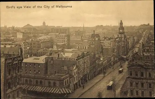 Ak Melbourne Australien, Vogelperspektive auf die Stadt