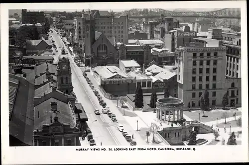 Ak Brisbane Australien, Blick nach Osten vom Hotel Canberra