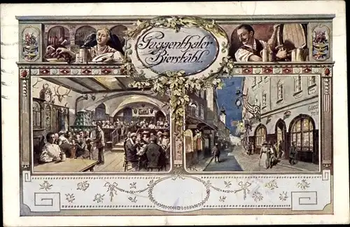 Künstler Ak Salzburg in Österreich, Puggenthaler Bierstübl