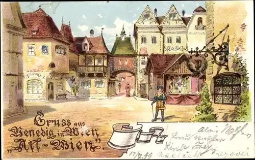 Litho Wien 1 Innere Stadt, Etablissement Venedig