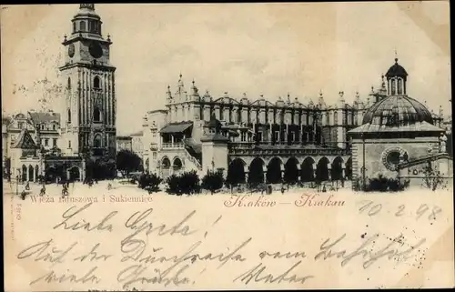 Ak Kraków Krakau Polen, Rathaus, Krakauer Tuchhallen