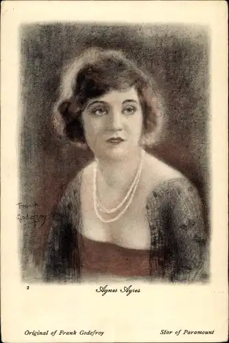 Ak Schauspieler Agnes Ayles, Portrait, Perlenkette