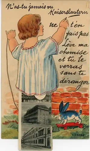 Leporello Ak Kaiserslautern in der Pfalz, Teilansichten, malendes Kind, Spielzeughase
