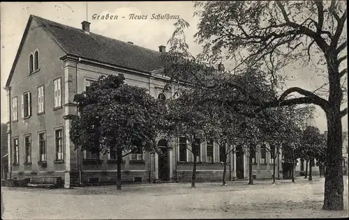 Ak Graben Neudorf in Baden Württemberg, Neues Schulhaus