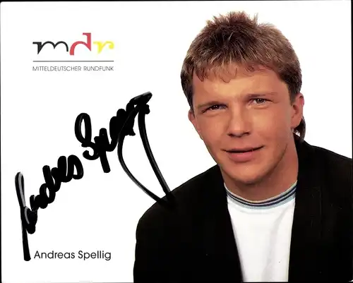 Ak Fernsehmoderator Andreas Spellig, Portrait, Mitteldeutscher Rundfunk, Autogramm