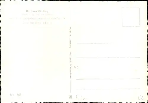 Ak Schauspielerin Barbara Rütting, Portrait