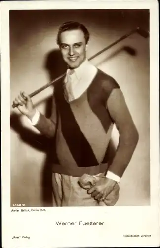 Ak Schauspieler Werner Fuetterer, Portrait mit Golfschläger, Ross Verlag 4068 2