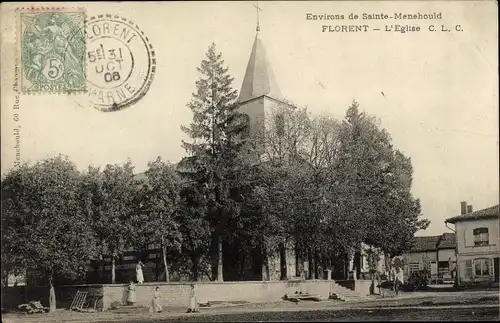 Ak Florent en Argonne Marne, L'Eglise