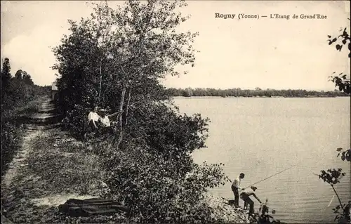 Ak Rogny les Sept Écluses Yonne, der Etang de Grand'Rue