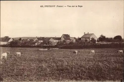 Ak Festigny Yonne, Blick auf das Land